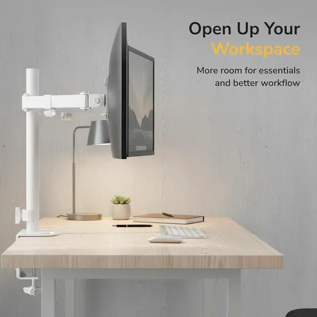 Alt view image 4 of 7 - Dual Monitor Mount for Desk, Adjustable Tilt Swivel on Double Monitor Mounts for Screens up to 32, Dual Monitor Arms for 2 Monitors, VESA 75x75 and 100x100 C-clamp & Grommet in White