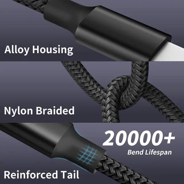 Alt view image 3 of 6 - Travel Cruise Essentials 2026 4 in 2 Charging Cable with Dual Type-C Port, USBA/C Multi Charging Cable Cords, Multiple iPhone Charger Cord for iPhone17-8, Android, iPad, Car Accessories (4Packs 5FT)
