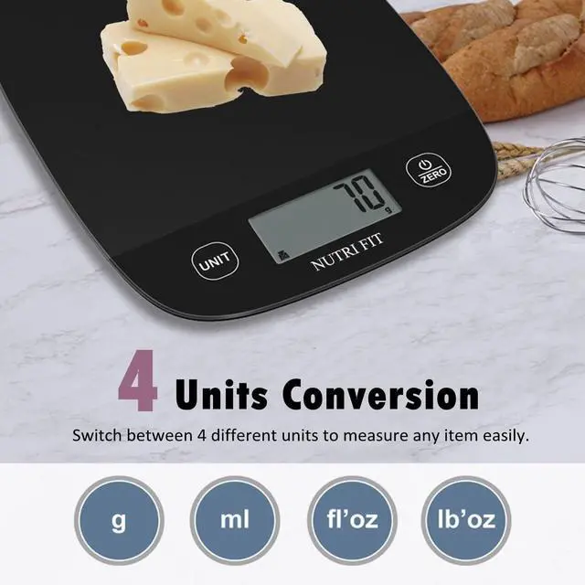 Alt view image 4 of 7 - Food Scale for Kitchen Scales Digital Weight Grams and Ounces, Baking Scale Accurate for Weight Loss, Cooking, Coffee, Keto Diet, Meal Prep, 0.1oz Ultra Slim Smart Tare Black
