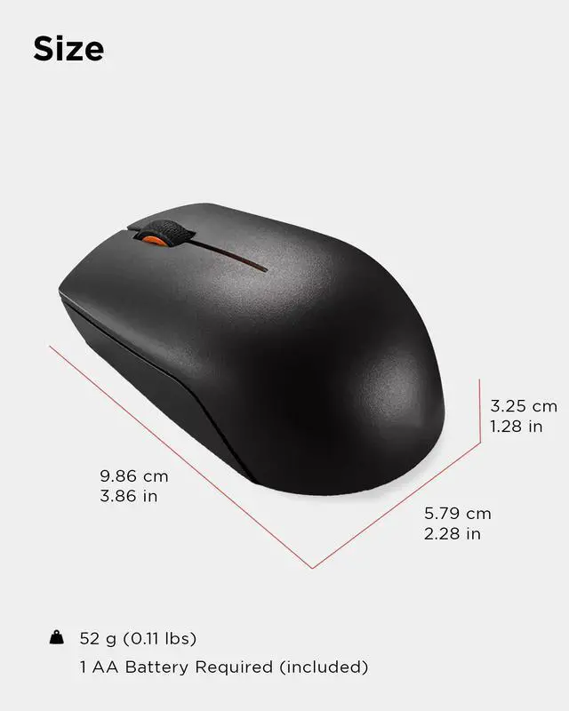 Alt view image 7 of 7 - 300 Wireless Mouse, Black, Computer Mouse for PC and Laptop with Windows, Ambidextrous Design, 2.4 GHz Nano USB Receiver, 12 Month Battery Life