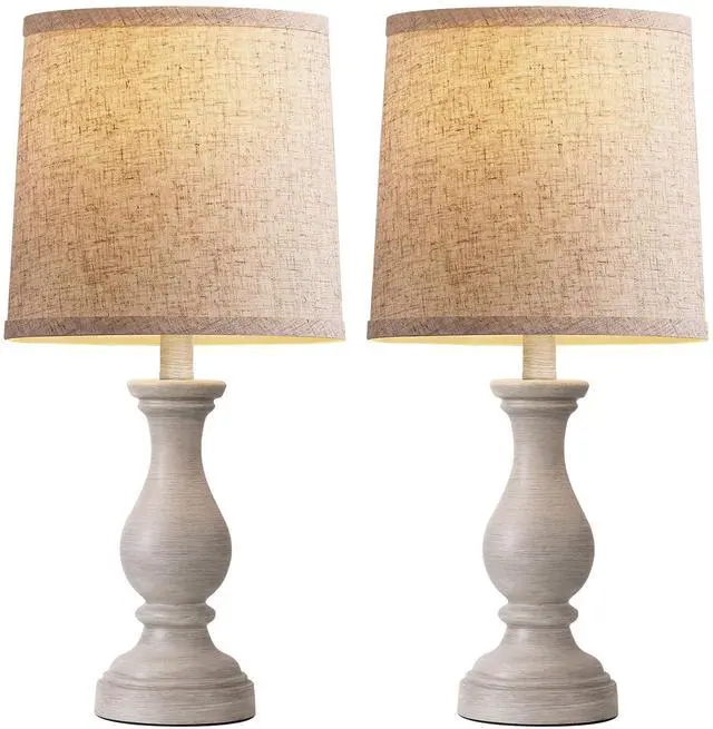 Alt view image 7 of 7 - 22" Farmhouse Table Lamps Set of 2, Rustic Bedside Lamps for Bedroom | Lamps for Living Room, Night Stands, End Table, Office, Desk, Clearance, Boho Decor, Linen Shades