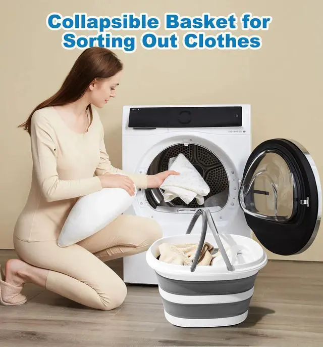 Alt view image 3 of 7 - 16L Collapsible Mop Bucket with Handles - Space Saving Foldable Silicone Tub for Cleaning, Laundry, Storage - Portable Wash Basin for Home & Car - 4.2 Gallon Compact Utility Bucket