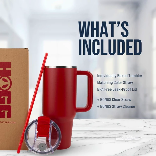 Alt view image 5 of 7 - Big Swig 40oz Tumbler with Handle and Straw - Red, 40 oz Tumbler, Insulated Cup with Handle, 40oz Water Bottle with Straw, Thermal Cups, Leak Proof Lid, Travel Mugs, Stainless Steel
