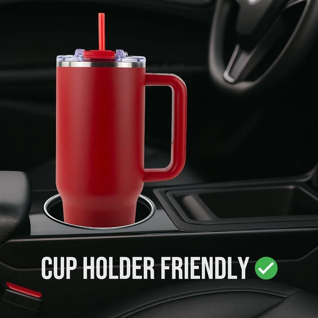 Alt view image 7 of 7 - Big Swig 40oz Tumbler with Handle and Straw - Red, 40 oz Tumbler, Insulated Cup with Handle, 40oz Water Bottle with Straw, Thermal Cups, Leak Proof Lid, Travel Mugs, Stainless Steel