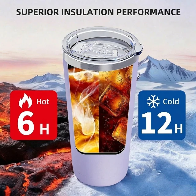 Alt view image 3 of 7 - 20oz Travel Coffee Tumbler, 18/8 Stainless Steel Cup 1 Pack Brown | Double Wall Vacuum Retains Hot and Cold Drinks. Car Cup Holder Friendly Design Includes Straw, Brush and Silicone Base Pad.