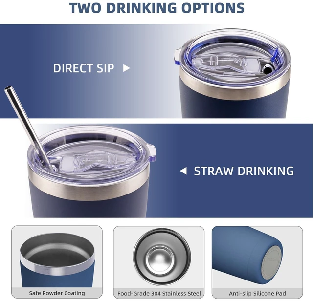 Alt view image 5 of 7 - 20oz Travel Coffee Tumbler, 18/8 Stainless Steel Cup 1 Pack Brown | Double Wall Vacuum Retains Hot and Cold Drinks. Car Cup Holder Friendly Design Includes Straw, Brush and Silicone Base Pad.