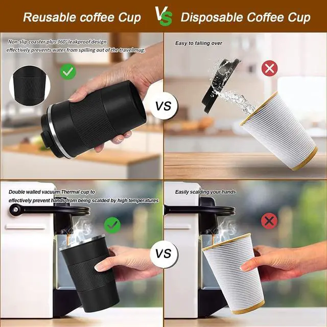 Alt view image 5 of 6 - Insulated Travel Coffee Mug, Stainless Steel Coffee Cup with Leakproof Lid