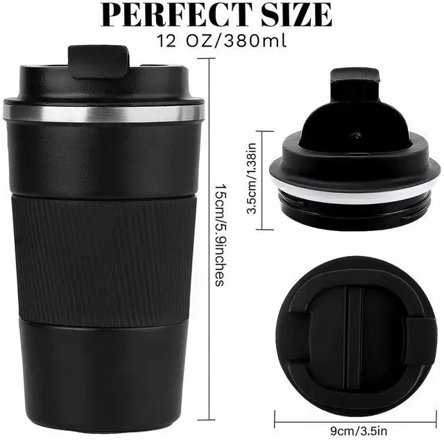 Alt view image 3 of 6 - Insulated Travel Coffee Mug, Stainless Steel Coffee Cup with Leakproof Lid