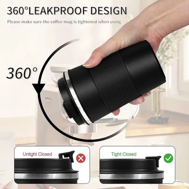 Alt view image 4 of 6 - Insulated Travel Coffee Mug, Stainless Steel Coffee Cup with Leakproof Lid