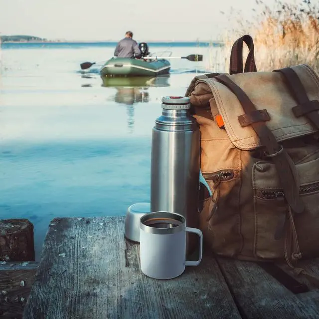 Alt view image 7 of 7 - 12oz Stainless Steel Insulated Coffee Mug with Handle, Double Wall Vacuum Travel Mug, Tumbler Cup with Sliding Lid, Navy