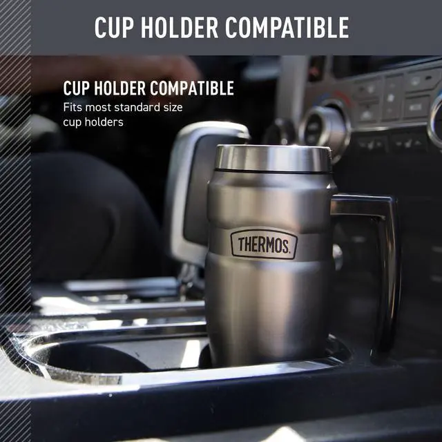 Alt view image 3 of 7 - Stainless King Vacuum-Insulated Travel Mug with Handle - 16oz, Matte Steel - Thermos Tumbler for Hot & Cold Drinks - Leak-Proof & Sweat-Proof Stainless Steel Coffee Mug with Lid for Commuting