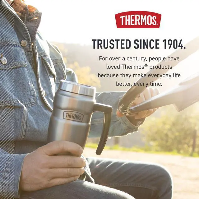Alt view image 7 of 7 - Stainless King Vacuum-Insulated Travel Mug with Handle - 16oz, Matte Steel - Thermos Tumbler for Hot & Cold Drinks - Leak-Proof & Sweat-Proof Stainless Steel Coffee Mug with Lid for Commuting