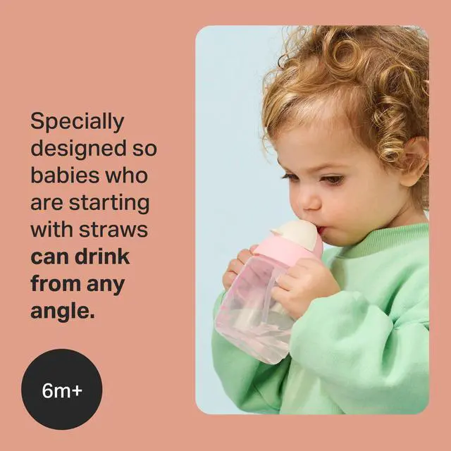 Alt view image 2 of 6 - Starter Weighted Straw Baby & Toddler 8oz Sippy Cup for 6 Months+, with Silicone Weighted Straw and Easy-Hold Handles, BPA Free, Pink & Purple, Pack of 2