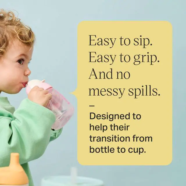Alt view image 4 of 6 - Starter Weighted Straw Baby & Toddler 8oz Sippy Cup for 6 Months+, with Silicone Weighted Straw and Easy-Hold Handles, BPA Free, Pink & Purple, Pack of 2