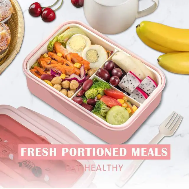 Alt view image 7 of 7 - Bento Boxes for Adults - 1100 ML Bento Lunch Box For Kids Childrens With Spoon & Fork - Durable for On-the-Go Meal, BPA-Free and Food-Safe Materials