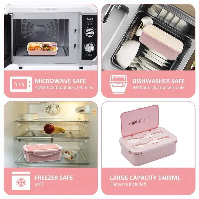 Alt view image 4 of 7 - Bento Boxes for Adults - 1100 ML Bento Lunch Box For Kids Childrens With Spoon & Fork - Durable for On-the-Go Meal, BPA-Free and Food-Safe Materials