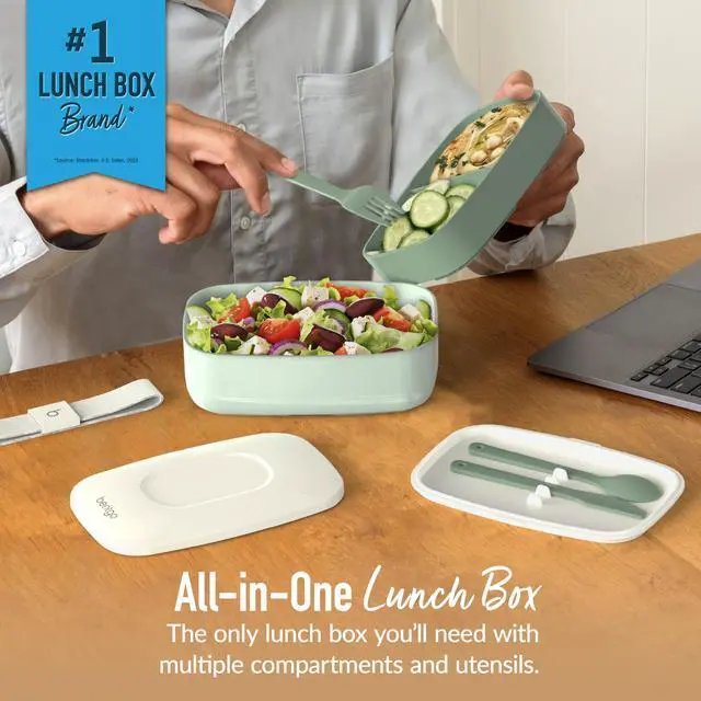 Alt view image 2 of 7 - Classic Stackable 3-Compartment Adult Bento-Style Lunch Box