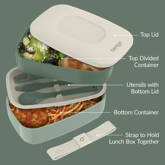 Alt view image 5 of 7 - Classic Stackable 3-Compartment Adult Bento-Style Lunch Box