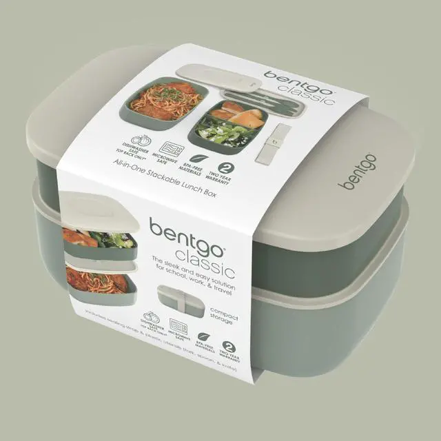 Alt view image 7 of 7 - Classic Stackable 3-Compartment Adult Bento-Style Lunch Box