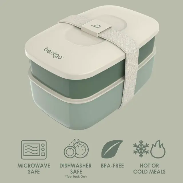 Alt view image 3 of 7 - Classic Stackable 3-Compartment Adult Bento-Style Lunch Box
