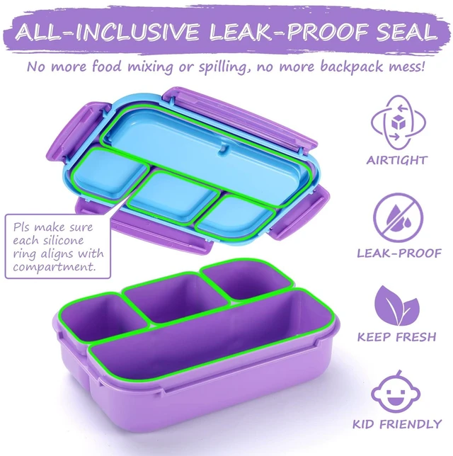 Alt view image 5 of 7 - Bento Lunch Box for Kids Girls Boys, Toddler Kids Lunch Boxes for School, Lunch Containers for Adults with 4 Compartments, Sauce Container, Utensils, Food Picks and Muffin Cups, Purple