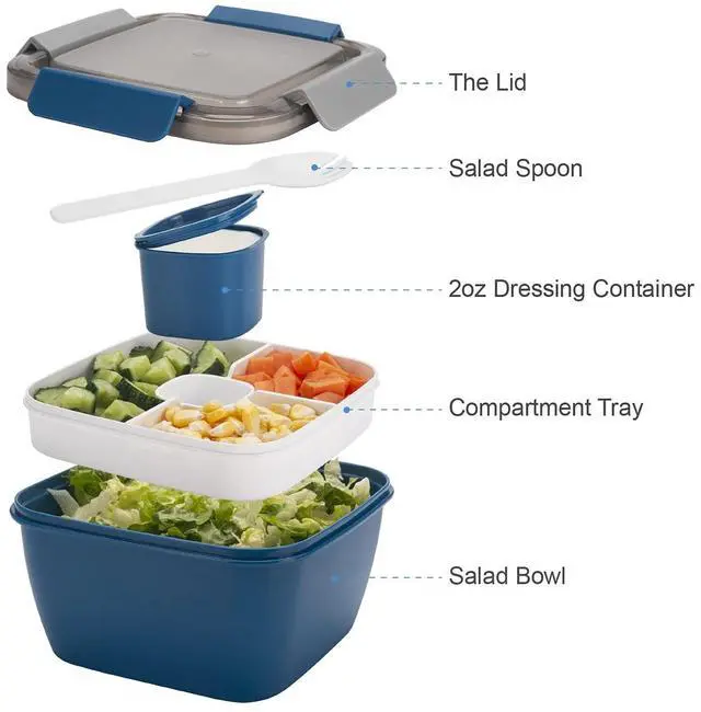 Alt view image 3 of 7 - Salad Lunch Container To Go, BPA-Free 52-oz Salad Bowls to go for lunch