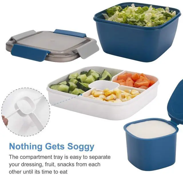 Alt view image 5 of 7 - Salad Lunch Container To Go, BPA-Free 52-oz Salad Bowls to go for lunch