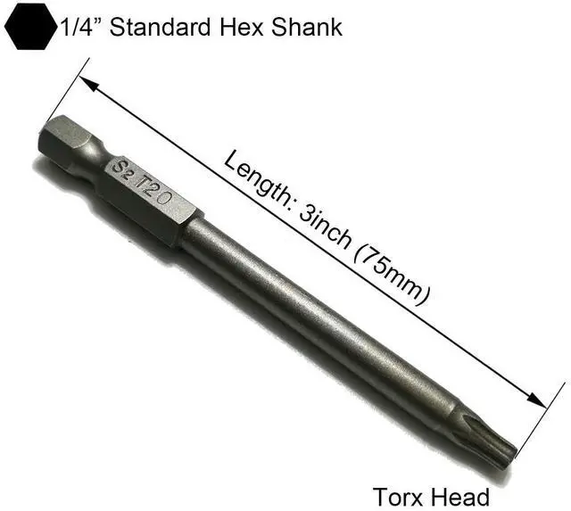 Alt view image 4 of 4 - Security Torx Bit 11 Pieces 1/4 Inch Hex Shank T6 T7 T8 T9 T10 T15 T20 T25 T27 T30 T40 3 Inch Length S2 Steel Torx Head Screwdriver Drill Set (11pcs 75mm Torx Head)
