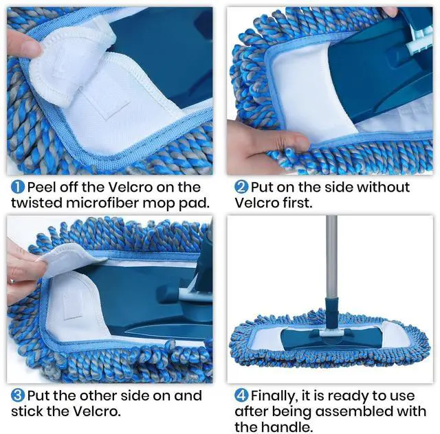 Alt view image 6 of 7 - Dust Mop for Hardwood Floors with 57" Long Handle Wet & Dry Mops for Catching Pet Hair and Dust Bunny Microfiber Dust Mops for Vinyl, Wood, Tile, Laminate Flooring