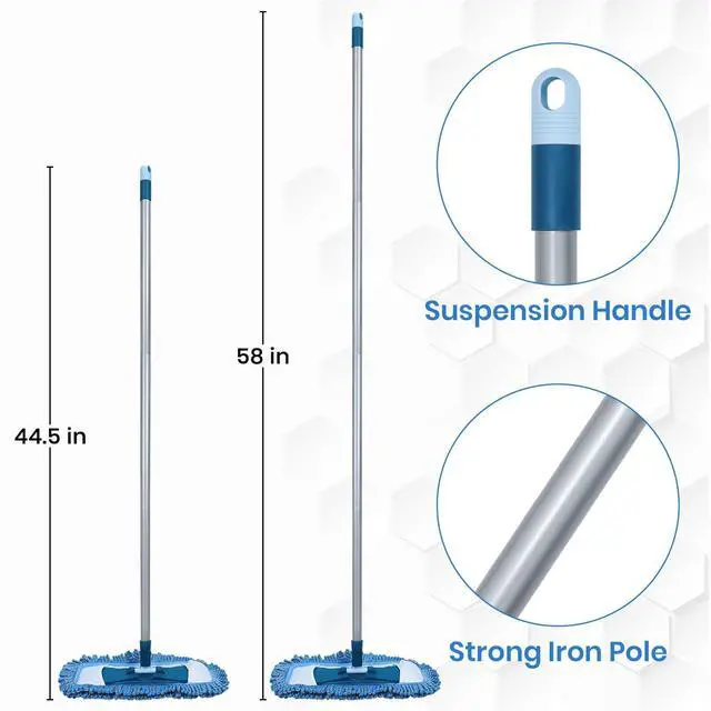 Alt view image 7 of 7 - Dust Mop for Hardwood Floors with 57" Long Handle Wet & Dry Mops for Catching Pet Hair and Dust Bunny Microfiber Dust Mops for Vinyl, Wood, Tile, Laminate Flooring