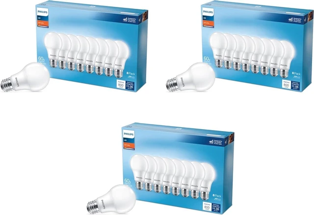 Main image of LED 60W A19 24-Pack Basic Soft White Light Bulbs (2700K) 800 Lumen (8.8W = 60W) Frosted Flicker-Free Light Bulbs (E26 Base)
