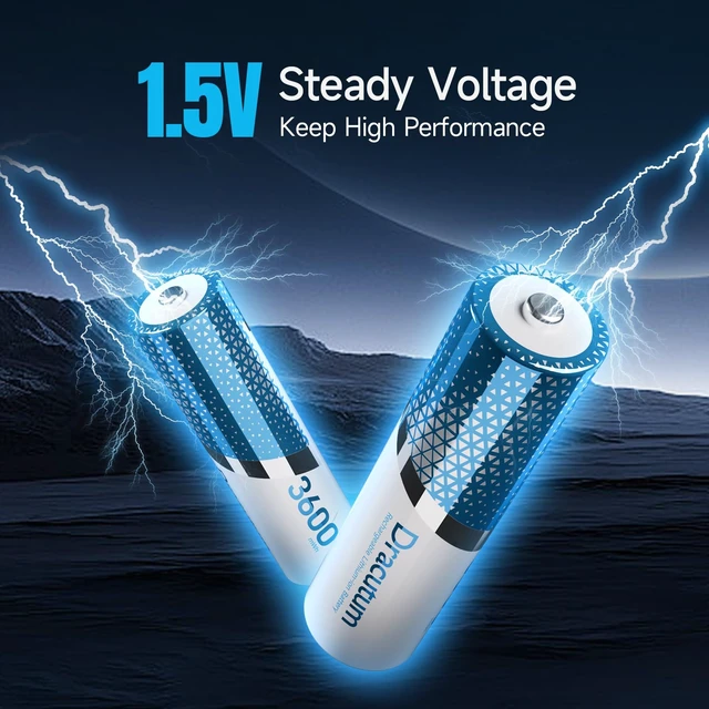 Alt view image 3 of 7 - Rechargeable AA Lithium Batteries with Charger 8-Pack 3600mWh 1.5V Double A Battery, 2000 Recharge Cycles, 3H Fast Charging for High-Drain Devices Blink Camera, Xbox Controller, Toys