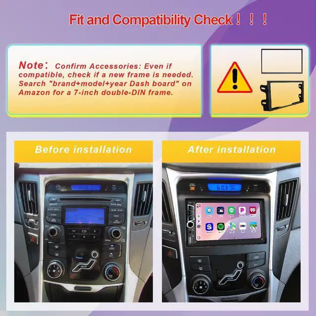 Alt view image 6 of 7 - Wireless Apple Carplay 7 inch Double Din Car Stereo,Car Audio Receivers | Android Auto,IPS Touchscreen,Bluetooth 5.2,FM Car Radio,Bakcup Camera,Subwoofer Ports,Type-C/USB Fast Charging,GPS Navigation