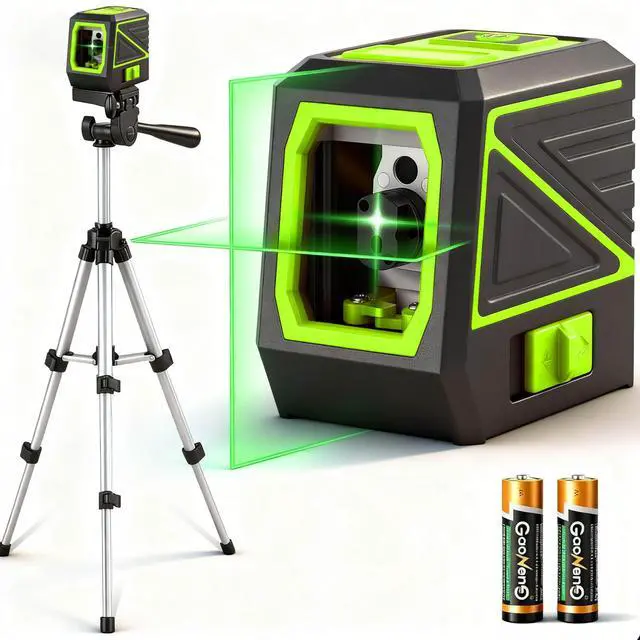 Main image of Laser Level with Tripod, 100 feet Green Cross Line Self Rotary Leveling Laser Level, Vertical and Horizontal Line, Rotatable 360 Degree, Manual Self leveling and Pulse Mode,IP54 Waterproof & Battery