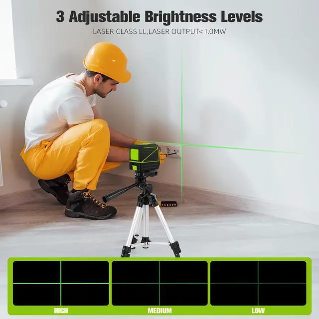 Alt view image 5 of 7 - Laser Level with Tripod, 100 feet Green Cross Line Self Rotary Leveling Laser Level, Vertical and Horizontal Line, Rotatable 360 Degree, Manual Self leveling and Pulse Mode,IP54 Waterproof & Battery