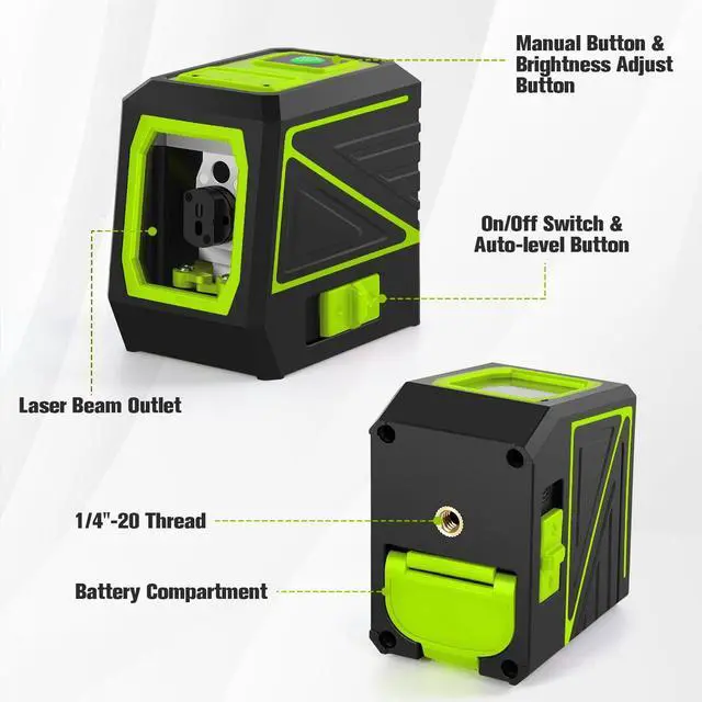 Alt view image 6 of 7 - Laser Level with Tripod, 100 feet Green Cross Line Self Rotary Leveling Laser Level, Vertical and Horizontal Line, Rotatable 360 Degree, Manual Self leveling and Pulse Mode,IP54 Waterproof & Battery