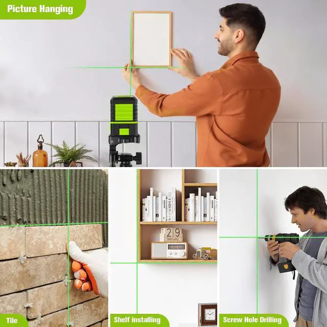 Alt view image 7 of 7 - Laser Level with Tripod, 100 feet Green Cross Line Self Rotary Leveling Laser Level, Vertical and Horizontal Line, Rotatable 360 Degree, Manual Self leveling and Pulse Mode,IP54 Waterproof & Battery
