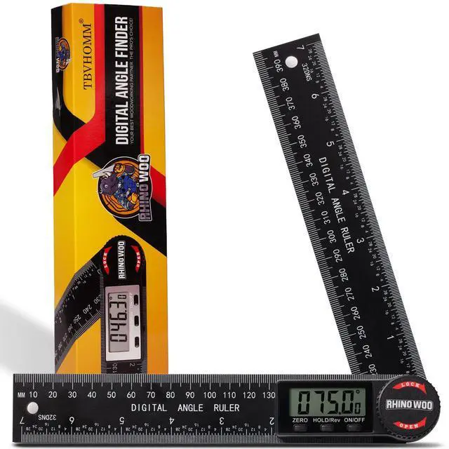 Main image of Digital Angle Finder Protractor, Angle Measuring Tool for Woodworking/Carpenter/Construction/Handmade MeasurementAngle Finder Ruler with 7inch/200mm(2 Batteries Included) (Enhanced ABS)