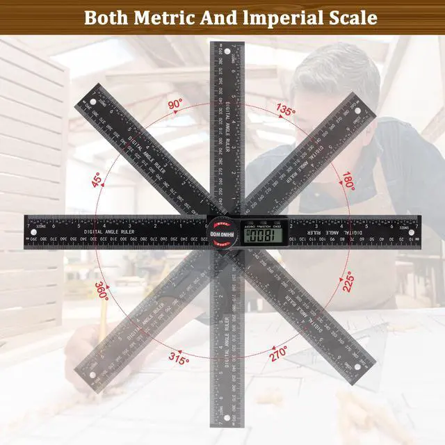 Alt view image 4 of 7 - Digital Angle Finder Protractor, Angle Measuring Tool for Woodworking/Carpenter/Construction/Handmade MeasurementAngle Finder Ruler with 7inch/200mm(2 Batteries Included) (Enhanced ABS)