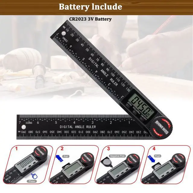 Alt view image 5 of 7 - Digital Angle Finder Protractor, Angle Measuring Tool for Woodworking/Carpenter/Construction/Handmade MeasurementAngle Finder Ruler with 7inch/200mm(2 Batteries Included) (Enhanced ABS)