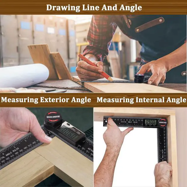 Alt view image 6 of 7 - Digital Angle Finder Protractor, Angle Measuring Tool for Woodworking/Carpenter/Construction/Handmade MeasurementAngle Finder Ruler with 7inch/200mm(2 Batteries Included) (Enhanced ABS)