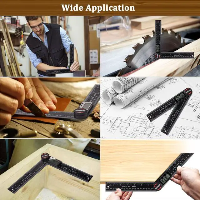 Alt view image 7 of 7 - Digital Angle Finder Protractor, Angle Measuring Tool for Woodworking/Carpenter/Construction/Handmade MeasurementAngle Finder Ruler with 7inch/200mm(2 Batteries Included) (Enhanced ABS)