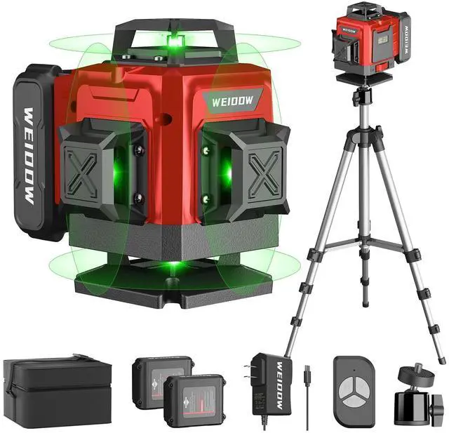 Main image of Laser Level with Tripod, Self Leveling Laser Level 4x360°, Green Line Laser 4D Laser Leveler Tool with 2Pcs Lithium Batteries for Picture Hanging, Tile, Home Renovation(SizeX)