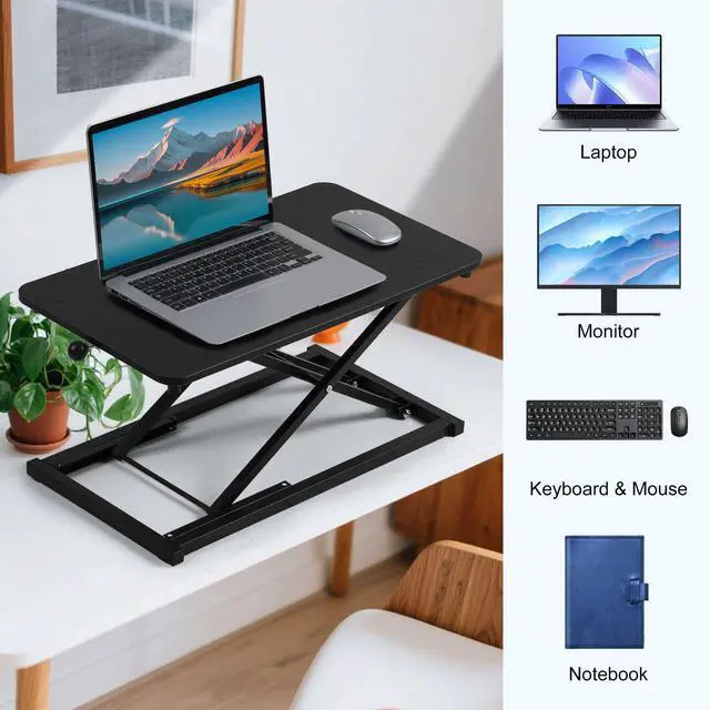 Alt view image 2 of 6 - Height Adjustable Standing Desk Converter, Computer Keyboard Stand for Desktop, Keyboard Riser for Stand Up Desk Riser, Ergonomic Sit Stand Workstations for Home Office