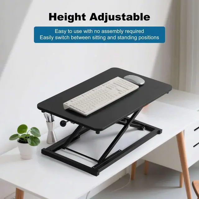 Alt view image 3 of 6 - Height Adjustable Standing Desk Converter, Computer Keyboard Stand for Desktop, Keyboard Riser for Stand Up Desk Riser, Ergonomic Sit Stand Workstations for Home Office