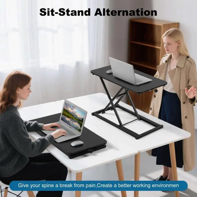 Alt view image 4 of 6 - Height Adjustable Standing Desk Converter, Computer Keyboard Stand for Desktop, Keyboard Riser for Stand Up Desk Riser, Ergonomic Sit Stand Workstations for Home Office