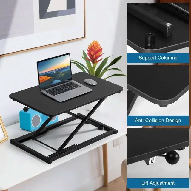 Alt view image 5 of 6 - Height Adjustable Standing Desk Converter, Computer Keyboard Stand for Desktop, Keyboard Riser for Stand Up Desk Riser, Ergonomic Sit Stand Workstations for Home Office