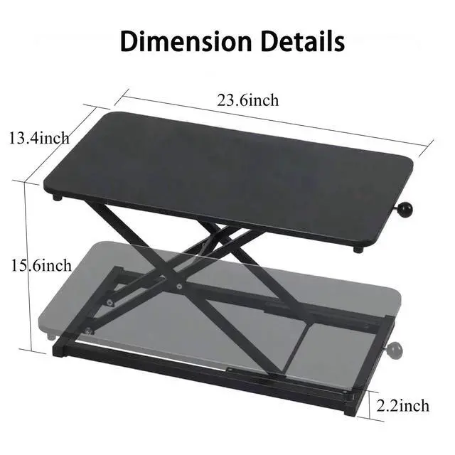 Alt view image 6 of 6 - Height Adjustable Standing Desk Converter, Computer Keyboard Stand for Desktop, Keyboard Riser for Stand Up Desk Riser, Ergonomic Sit Stand Workstations for Home Office