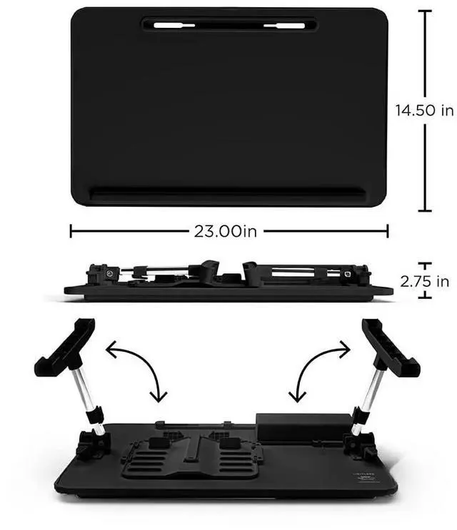 Alt view image 5 of 7 - LimitlessPortable Modern Workstation and Lap Desk with Adjustable Height & Tilt (Black)
