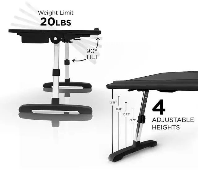 Alt view image 4 of 7 - LimitlessPortable Modern Workstation and Lap Desk with Adjustable Height & Tilt (Black)